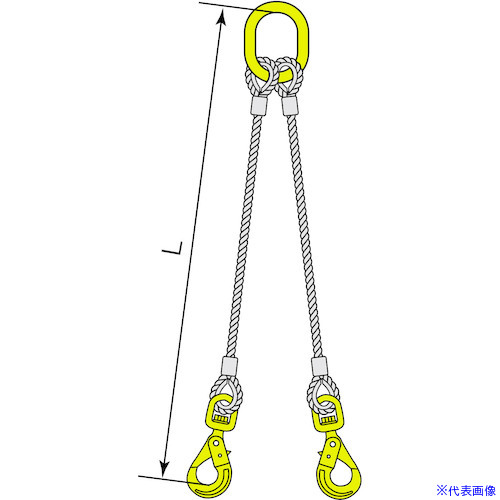 ■コンドーテック マーテック金物付JISロック止ワイヤ 2点吊 BKL スイベルフック φ9×5M MFA－86・BKL－6 05222MAKL095(6124176)[送料別途お見積り][法人限定][外直送]