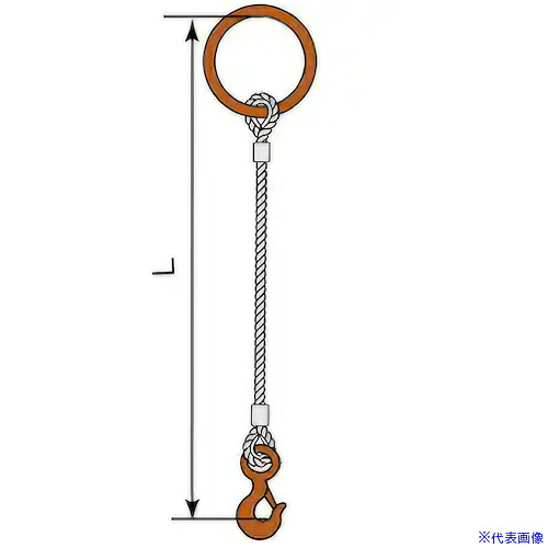 ■コンドーテック JISロック止ワイヤ 16mm 丸リング 環付きフック 2.0t 塗装 φ16&times;8M T02S・T19 05221RTFT168(6124915)[送料別途お見積り][法人限定][外直送]｜ファーストFACTORY