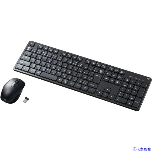 ■SANWA ワイヤレス静音キーボードマウスセット SKBWL37SETBK(6163390)[法人限定][外直送元]