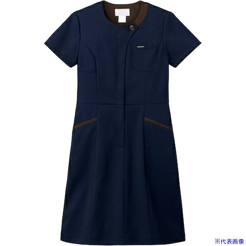 ■FOLK ワンピース 3026SC Dネイビー×BW LL 3026SC17LL(6214149)[送料別途お見積り][法人限定][掲外取寄]