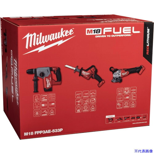 ■milwaukee M18 FUELパワーパック(ハンマードリル、コンパクトレシプロソー、100mm変速ディスクグラインダー) M18FPP3AE533PJP(6225282)
