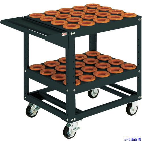 ■OS ツーリングワゴン 棚2段タイプ(ブラック)間口693mm 奥行550mm 高さ790mm NT50・BT50用 WN5040B(6345762)[法人限定][直送元]｜ファーストFACTORY