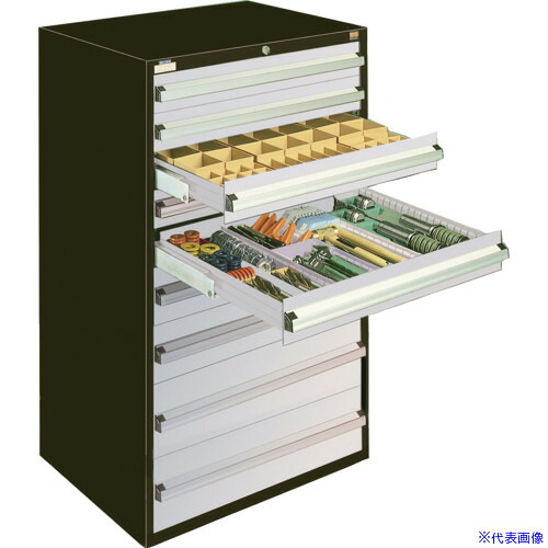 ■OS デラックス重量キャビネット 間口811mm 奥行557mm 高さ1281mm(ブラック&シルバー) DX1202BS(6547887)[法人限定][直送元]｜ファーストFACTORY