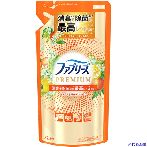■P&G 消臭剤 ファブリーズ PREMIUM シトラス&ガーデンの香り つめかえ用 320ml 233301(6609500)&times;24[送料別途お見積り][法人限定][掲外取寄]｜ファーストFACTORY