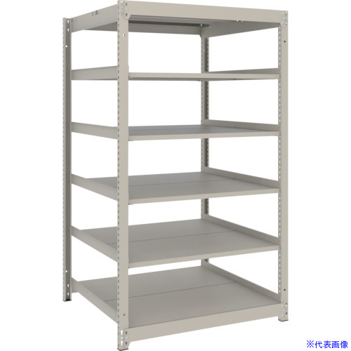 ■TRUSCO スチールラック 薄板ラック(棚板分割タイプ、耐荷重100Kg)1200×595×H1500 6段単体 ネオグレー UL5466(NG)(6624992)
