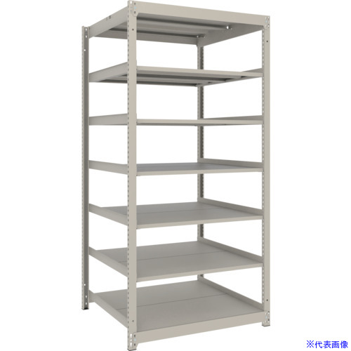 ■TRUSCO スチールラック 薄板ラック(棚板分割タイプ、耐荷重100Kg)900×875×H1800 7段単体 ネオグレー UL6397(NG)(6625019)