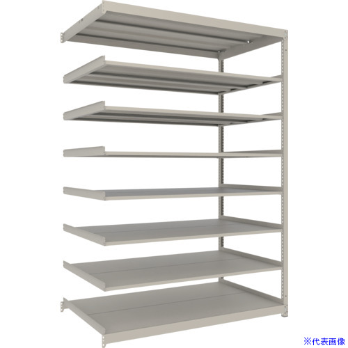 ■TRUSCO スチールラック 薄板ラック(棚板分割タイプ、耐荷重100Kg)1500×875×H2400 8段連結 ネオグレー UL8598B(NG)(6626658)|ファーストFACTORY