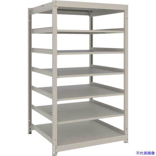 ■TRUSCO スチールラック 薄板ラック(棚板分割タイプ、耐荷重100Kg)1200×595×H1500 7段単体 ネオグレー UL5467(NG)(6632881)
