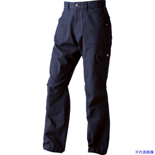 ■CHUSAN ドビーストレッチ・ワイドカーゴパンツ10ポケット ネイビー・ブラック L 804005819L(6644633)[送料別途見積り][法人・事業所限定][掲外取寄]