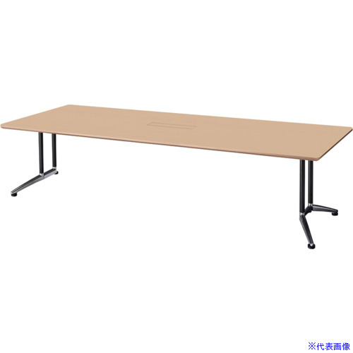 ■NAIKI ミーティングテーブル(配線付 KDG型/天板:サンドウォールナット 脚:ブラック/W2100&times;D900&times;H715 KDG2190AHSDW(6813904)[送料別途お見積り][法人限定][外直送]｜ファーストFACTORY