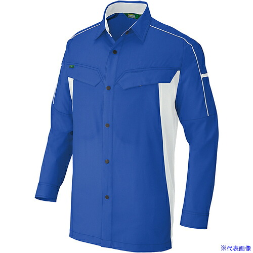 ■アイトス 長袖ストレッチシャツ(エコワーカーストレッチ) AZ1936 ブルー 4L AZ19360064L(6910789)[送料別途お見積り][法人限定][掲外取寄]