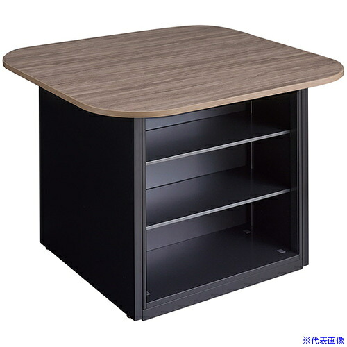 ■NAIKI キャビネットカウンター スクエアタイプ CF型/脚:ブラック/天板:ショコラアッシュ/W1400×D1400 CFH1414WBCA(6932124)[送料別途お見積り][法人限定][掲外取寄]