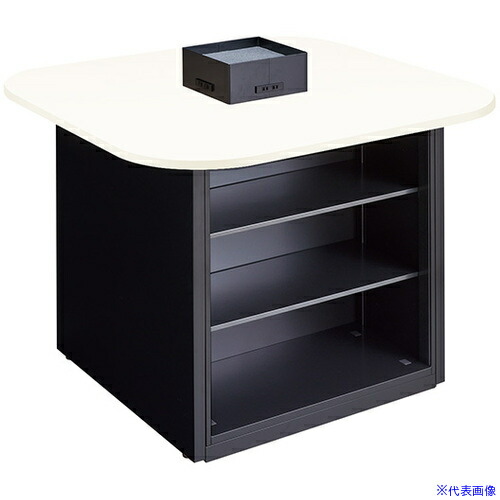 ■NAIKI キャビネットカウンター スクエアタイプ CF型/脚:ブラック/天板:ホワイト 幕板:ブラック/W1400×D1400 CFH1414SPBBHB(6932155)[送料別途お見積り][法人限定][掲外取寄]