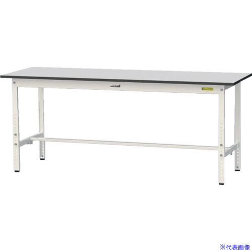 ■ヤマテック ワークテーブル150シリーズ 高さ調整タイプ RoHS2指令対応塩ビシート天板 W1800×D600×H600～H900mm ライトグレー/シルキーホワイト SURA1860GYW(6961551)[法人限定][直送元]
