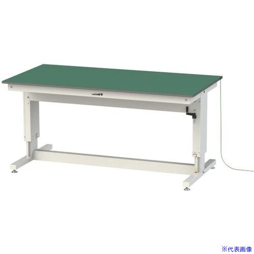 ■ヤマテック 昇降式作業台 ワークテーブル昇降タイプ 導電性ゴムマット貼りタイプ W1800&times;D900&times;H715～H1015mm 緑マット/シルキーホワイト SSPE1890AWW(6964783)[法人限定][外直送元]｜ファーストFACTORY