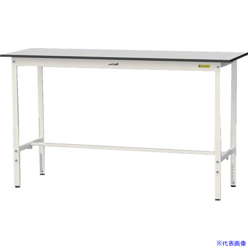 ■ヤマテック ワークテーブル150シリーズ 高さ調整タイプ RoHS2指令対応塩ビシート天板 W1800×D600×H900～H1200mm ライトグレー/シルキーホワイト SURAH1860GYW(6968022)[法人限定][直送元]