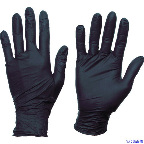 ■TRUSCO まとめ買い 使い捨てニトリル手袋TGスタンダード 0.08粉無黒L 100枚 10箱 TGNN08BKL10P(6968726)