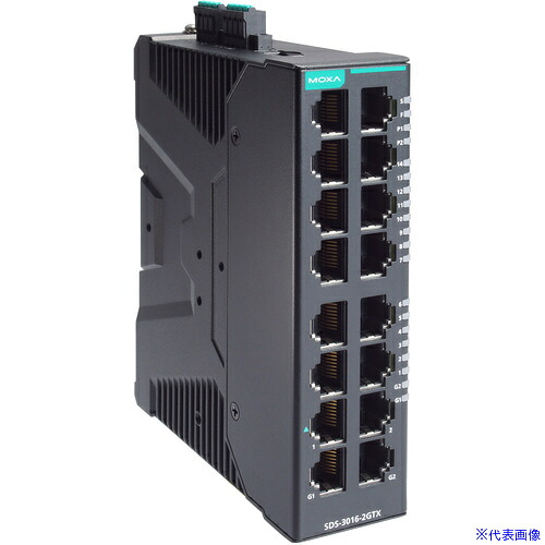 ■MOXA 産業用ギガビットスマートイーサネットスイッチ16ポート(RJ－45×14、10/100/1000BaseT(X)×2)、ワイド温度モデル SDS30162GTXT(6983486)[送料別途お見積り][法人限定][掲外取寄]