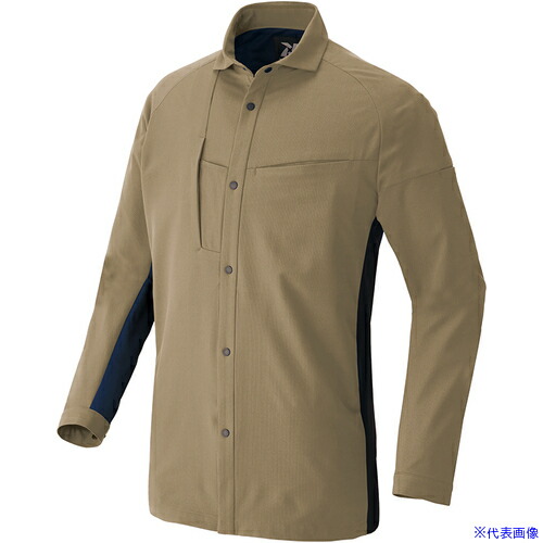■アイトス 長袖シャツ(男女兼用) TULTEX WORK AZ4235 モカXブラック M AZ4235032M(6985000)[送料別途お見積り][法人限定][掲外取寄]