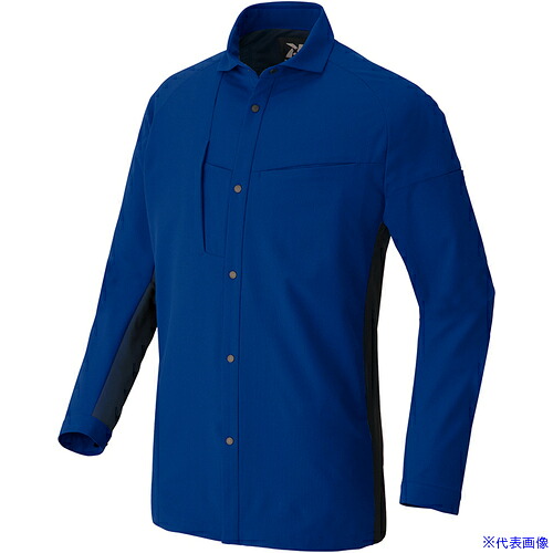 ■アイトス 長袖シャツ(男女兼用) TULTEX WORK AZ4235 ブルーXブラック 3L AZ42350063L(6985045)[送料別途お見積り][法人限定][掲外取寄]