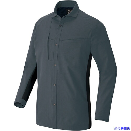 ■アイトス 長袖シャツ(男女兼用) TULTEX WORK AZ4235 チャコールXブラック 3L AZ42350143L(6985051)[送料別途お見積り][法人限定][掲外取寄]