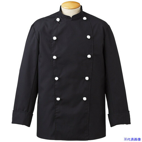 ■サンペックス コックコート シェフ 調理服 飲食店 厨房 ユニフォーム ブラック 4L KE4244L(6992515)[送料別途お見積り][法人限定][掲外取寄]