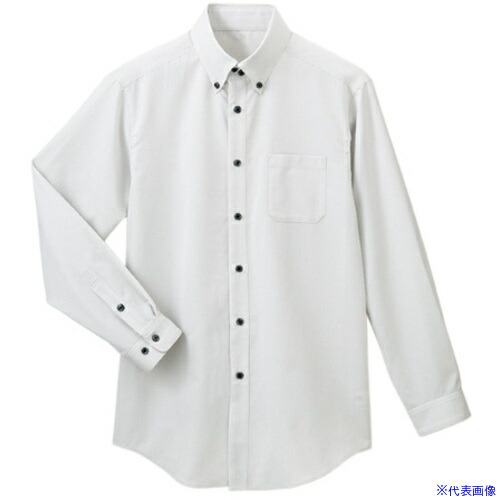 ■サンペックス シャツ 長袖 男女兼用 ユニフォーム グレー LL SBLU1201B6LL(7000419)[送料別途お見積り][法人限定][掲外取寄]