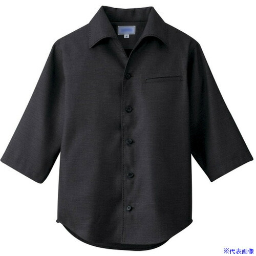 ■サンペックス シャツ 七分袖 男女兼用 ユニフォーム ブラック SS JT1205SS(7001973)[送料別途お見積り][法人限定][掲外取寄]