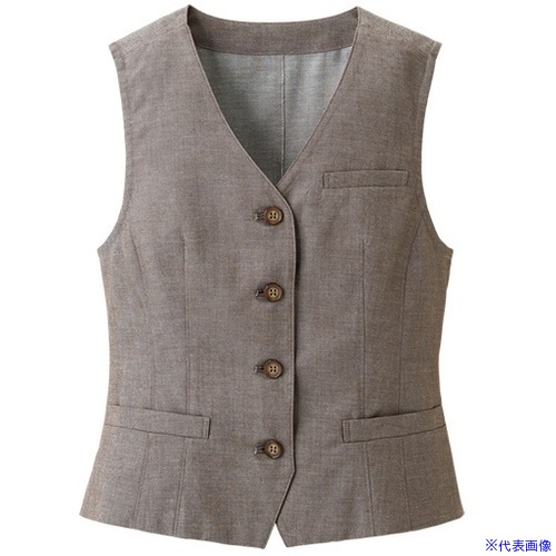 ■サンペックス ベスト レディース 襟なし 飲食店 ユニフォーム 制服 ブラウン 7 SVEL1302C307(7002006)[送料別途お見積り][法人限定][掲外取寄]