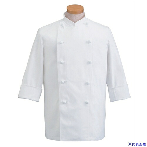 ■サンペックス コックコート 七分袖 調理服 飲食店 厨房 ユニフォーム ホワイト L KC426L(7002032)[送料別途お見積り][法人限定][掲外取寄]