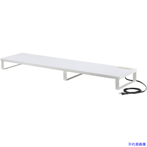 ■SANWA コンセント付きモニター台(W1000・ホワイト) MRLC213W(7002527)[法人限定][外直送元]