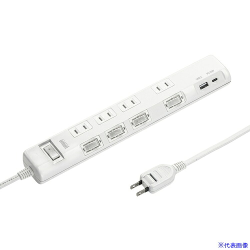 ■SANWA タップ 節電タップ TAPB107UC3W(7010105)[法人限定][外直送元]