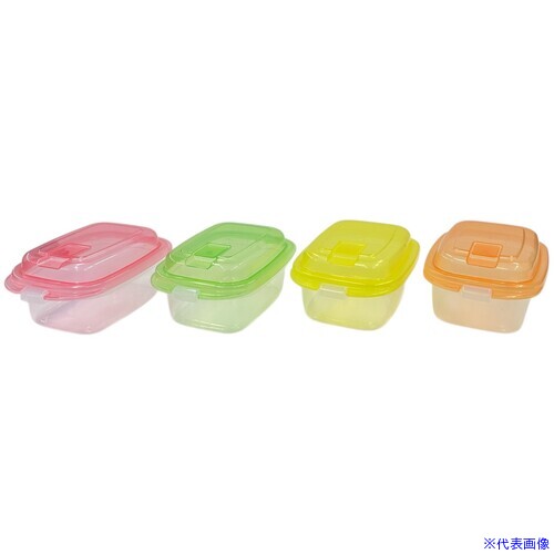 ■SANKO pla 食品保存容器 202901 エブリーパック 長方型 エア弁付きNo1 4P カラフル 149×93×60 202901(7235475)×72[送料別途お見積り][法人限定][掲外取寄]