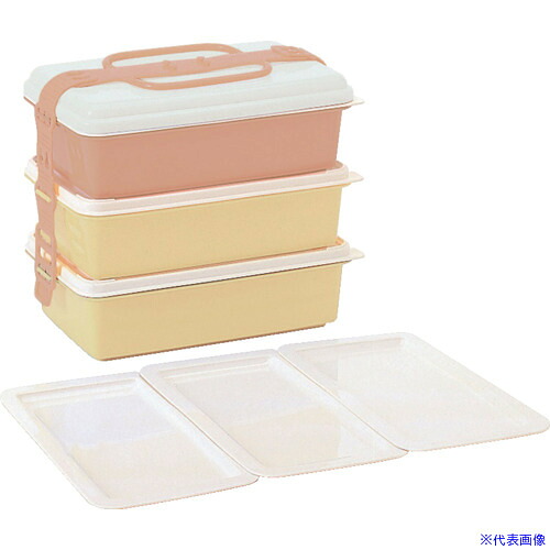 ■SANKO pla ランチボックス 116789 ファミリーパック アースベージュ 265×155×220 116789(7237032)×18[送料別途お見積り][法人限定][掲外取寄]