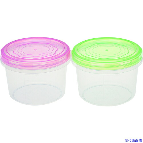 ■SANKO pla 食品保存容器 218209 エブリーパック 丸型 NO3浅型2P カラフル φ125×φ125×90 218209(7240145)×72[送料別途お見積り][法人限定][掲外取寄]
