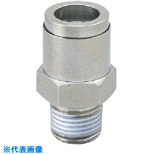 ■PISCO チューブフィッティングブラスストレート チューブ12ネジR1/2ゴムFKM KC1204F(8095999)×10[送料別途お見積り][法人限定][掲外取寄]