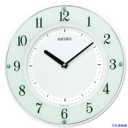 ■SEIKO 薄型ソーラー電波掛時計 木枠 SF505W(8132969)[法人限定][外直送元]