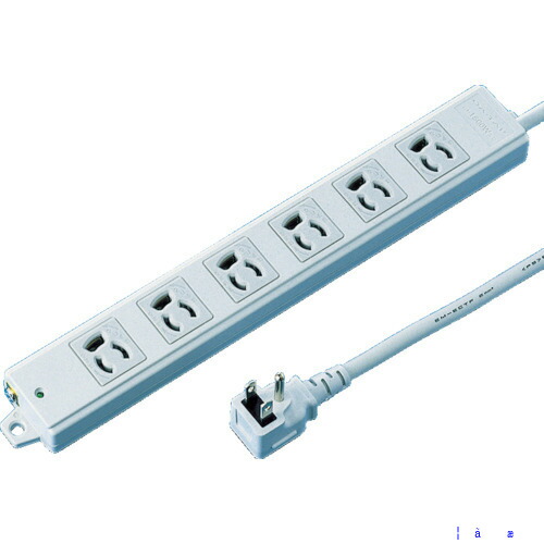 ■SANWA 工事物件タップ 抜け止めコンセント 6個口 L型 ケーブル長3m TAPKE6L3(8184020)