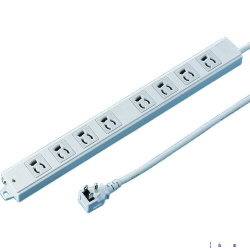 ■SANWA 工事物件タップ 抜け止めコンセント 8個口 L型 ケーブル長5m TAPKE8L5(8184047)[法人限定][外直送元]