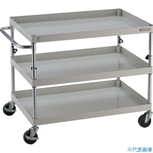 ■TRUSCO ツールワゴン フェニックスワゴン 省音 900X600XH700～950 3段 ホワイト PEWA793W(8195146)