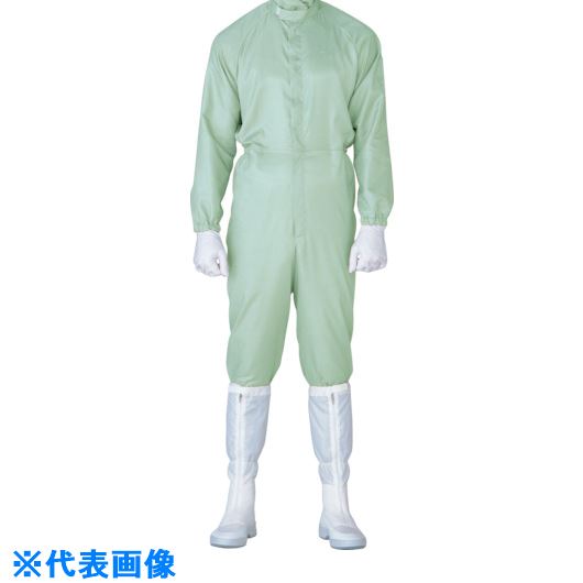 ■ミドリ安全 立体裁断構造超静電クリーンウェア グリーン M C1515GM(8258960)[送料別途お見積り][法人限定][掲外取寄]