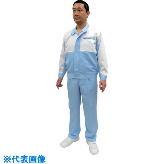 ■ADCLEAN ワーキングウェア 白×ブルー LL EG37201LL(8542958)[送料別途見積り][法人・事業所限定][外直送]