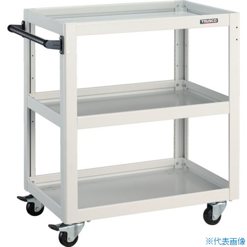 ■TRUSCO ツールワゴン ドルフィン 高さ調節式 W750 4輪自在 ウレタン車輪 ホワイト DLWSA973UJW(8549314)