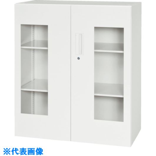 ■DAISHIN 壁面収納庫 窓付き両開き型 下置き専用D400 ホワイト V94011HG(8569731)[法人限定][外直送元]