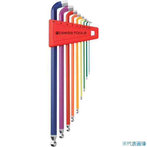 ■PBスイスツールズ 2212LH－10RB ショートヘッド六角9本セット(レインボー)(パックナシ) 2212LH10RB(8571394)