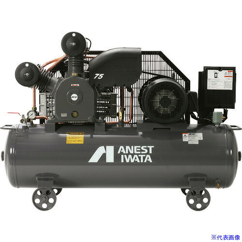 ■アネスト岩田 レシプロコンプレッサー(給油式) (タンクマウント・オイルタイプ) 50Hz 11kW 吐出空気量1125L/min TLP110EG14M5(8590961)[法人限定][直送元]