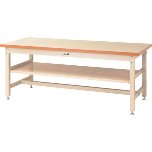 ■ヤマテック 重量作業台 ワークテーブル スーパータイプ 中間(全面)棚板付 1800×750×H740mm ヤマテックアイボリー SSM1875S2II(8683266)[法人限定][外直送元]