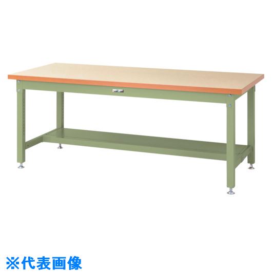 ■ヤマテック 重量作業台 ワークテーブル スーパータイプ 半面棚板1枚付 W1800×D900×H740mm アイボリー/ヤマテックグリーン SSM1890TIG(8683279)[法人限定][外直送元]