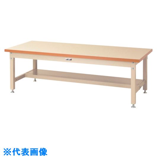 ■ヤマテック 重量作業台 ワークテーブル スーパータイプ 半面棚板1枚付 W1500×D750×H600mm ヤマテックアイボリー SSML1575TII(8683296)[法人限定][外直送元]