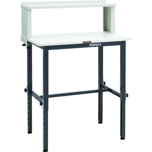 ■TRUSCO 軽荷重作業台高さ調節式(150kg)AEM型 900X600XH954～1254(全高) 上棚付 ダークグレー色 AEM0960YURBDG(8688625)[法人限定][直送元]｜ファーストFACTORY